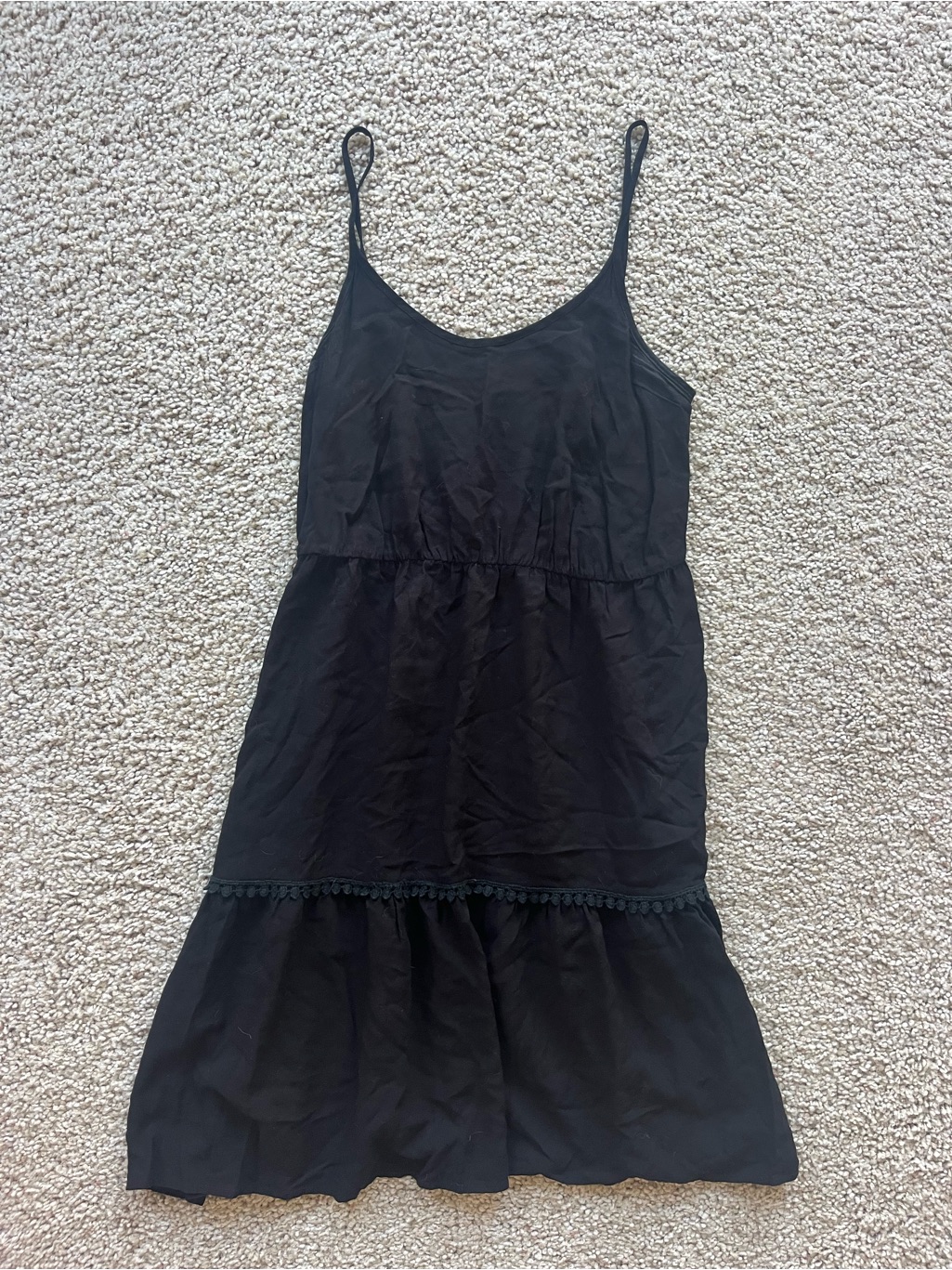 Black Spaghetti Strap Tiered Dress